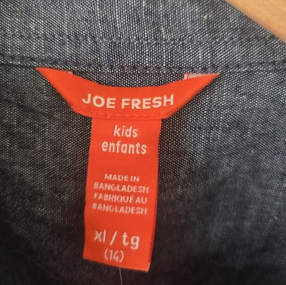 Joe Fresh Denim Shirt Boys Sz XL Blue Button Up Long Sleeve Collared New - Picture 5 of 12